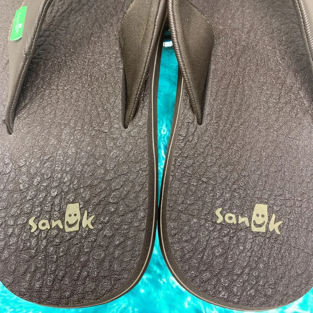 Sanuk Beer Cozy Yoga Mat Flip Flops Brown Men's Sz 8 EU 41 Beach Thong Sandals